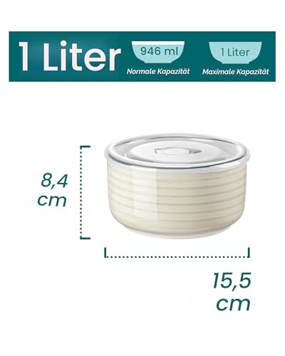 vancasso Bonbon Keramikschale mit Deckel, 1020ml Suppenschalen mit Deckel, Servierschalen Set 4er mit Deckel für Mittagessen, Picknick, Küche, Lebensmittelaufbewahrungsbehälter, Servierschalen