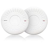 2 Pack Photoelectric Smoke and Carbon Monoxide Detector, Smoke Alarm Sealed-in 10 Year Lithium Battery-Operated