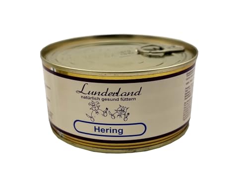 Lunderland Hering 5 x 300g Dosen (insg. 1,5kg), 100% Hering Filet mit Haut, Hundefutter Nassfutter