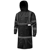 DPSAFETY Hi Vis Rain Jacket with 3M Reflective Stripe,High Visibility Class 3 Rain coats,Safety Waterproof Rain Suits for Men with Hood and 2 Large Pockets construction work rain gear(Black XL)