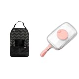 Skip Hop Back Seat Car Organizer, Style Driven, Black On-The-Go Wipes Dispenser, Grab & Go, Blush Gift Set