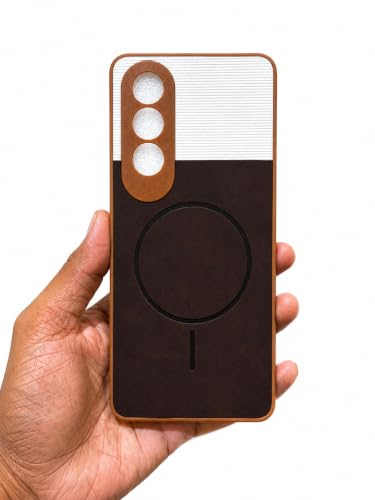 Image of Bintage 2in1 Hard Slim Back Case | Soft Border Camera Protect | Dual PU Leather Finish Back Cover Compatible for OnePlus Nord CE 4 5G - White & Cherry Brown