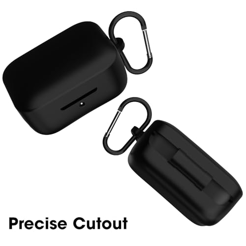 Image of Sounce Earphone Case Cover for Boat Airdopes 800 TWS Soft Silicone Skin Case Cover Shock Absorbing Protective Case with Keychain [Front LED Visible] - Black