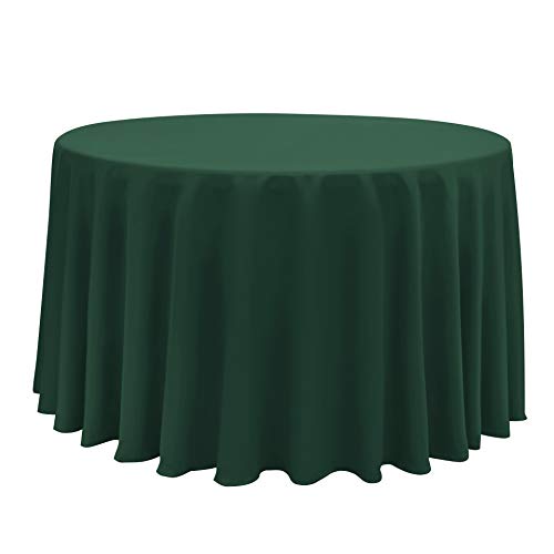 Image of Obstal 210 GSM Round Green Table Cloth - Oil-Proof Spill-Proof Waterproof Tablecloth, Christmas Decorations Fabric Table Cover Protector for Holiday Party (Blackish Green, 120 Inch Diameter)