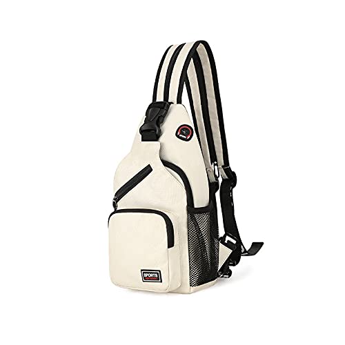 Long Keep Sling Bag Mochila esportiva para homens e mulheres bolsa de transporte ou caminhada cross-country, Branco, 33cm x 20cm x 8cm