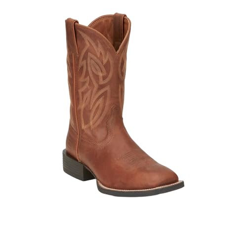 Image of Justin Canter 11 inch Western Boots for Men, Full Grain Leather, Woven Lining, Square Toe, Slip-Resistant Rubber Outsole