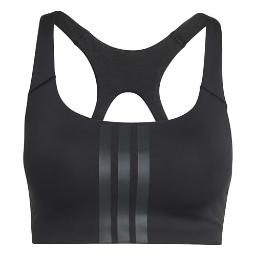 adidas Damen Optime Workout 3-Stripes Medium Support Bra, Black/Black, XS