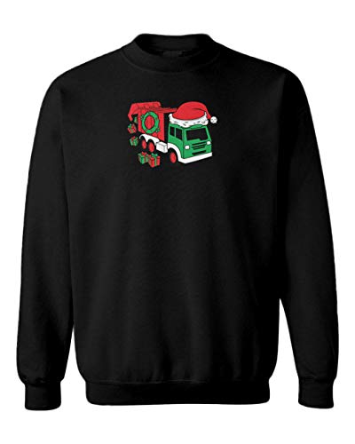Christmas Garbage Truck - Wreath Lights Youth Fleece Crewneck Sweater