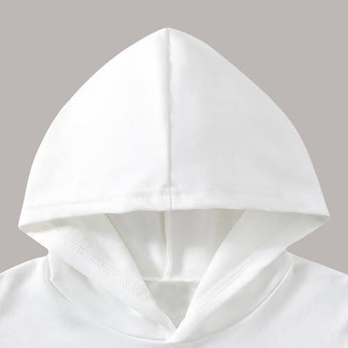 Girls' Hooded Sweatshirt and Pants Set, White and Black, Casual Jersey Outfit, 8-12 Years3