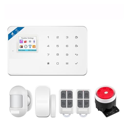 ZKLGS Allarme Casa Senza Fili, Il di Allarme di Sicurezza Smart gsm Funziona con Il rilevatore di Movimento antifurto Domestico, Il sensore for Porte e finestre(WiFi gsm KIT1 Alarm)