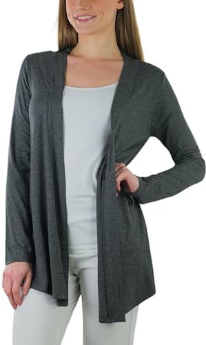 Image of ToBeInStyle Womens Open Front Long Sleeve Lightweight Asymmetrical Draped Cardigan with Side Pockets