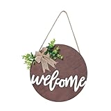 Bienvenue : conçu pour plus de commodité, ce panneau peut être facilement accroché aux portes, ce qui facilite l'installation et le retrait couronne de bienvenue en bois