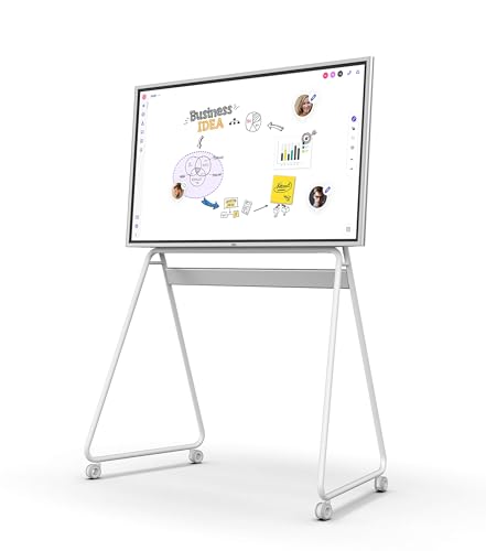 Image of Vibe Portable Stand for 55 inch Smart Whiteboard, 4 Lockable Wheels (White) | 4 Lockable Wheels, Easy Assembly, Portable Design, Fits 55 inch Vibe Interactive Whiteboard, Office and Classroom Ready