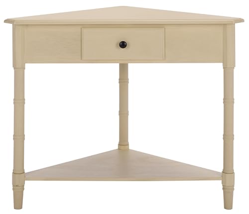 Image of SAFAVIEH Furniture - Gomez 1-Drawer Corner Table - Sand - Solid Wood - Classic Corner Storage Design - Ideal for Entryway, Living Room, Home Office, 33.1 inch W x 17.3 inch D x 28 inch H (AMH5709G)