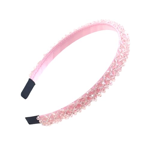 Ruihfas Fashion Sparkle 4 Rows Crystal Rhinestone Headbands Beaded Hair Hoop Band (Pink)