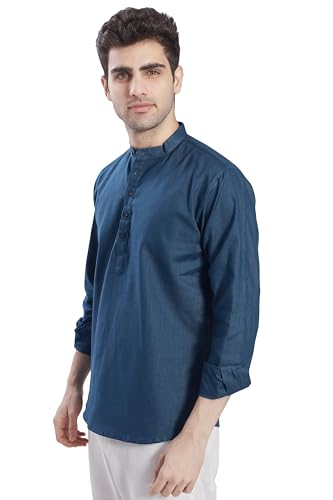 Image of DIVISIVE Men's Slim Fit Full Sleeves Cotton Short Kurta