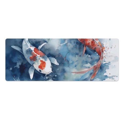 Tapis de souris de jeu LED grande taille étanche avec motif carpe coloré