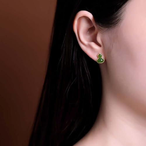 Boucles d'oreilles Jade cadeau de mode, puces gourde en argent sterling