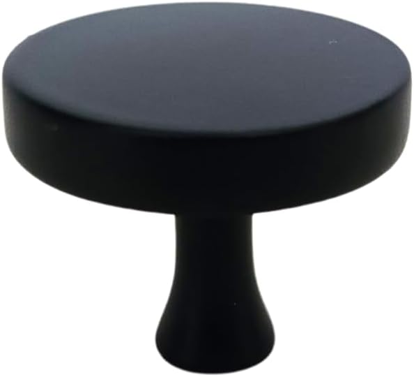 CAYBO Black 1 1/4 inch / 31.5mm (Diameter) Solid Round Knobs for Bathroom, Kitchen, Office and Closet cabinets and Drawers 10 Pack