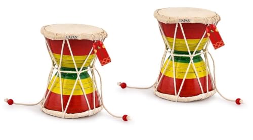 Image of UAPAN Damru Indian Musical Instrument /Pooja Articles /Home Decor & Kids Toys (4 inch Damru pack of 2)