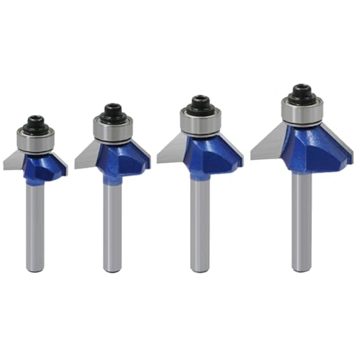 BENESOON 4PCS 45 Degree Chamfer Router Bit Set 1/4 inch Shank
