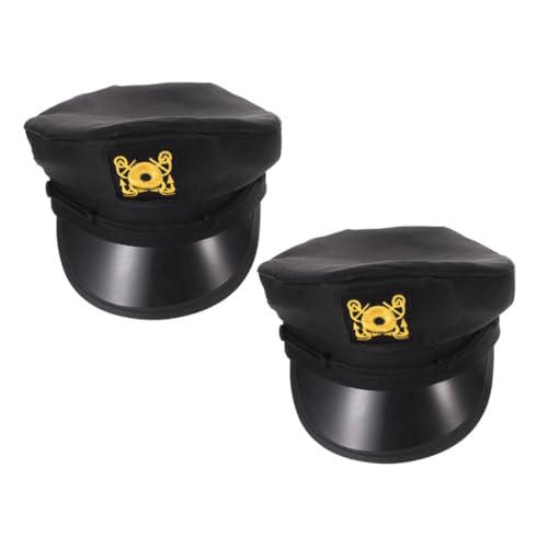 BESPORTBLE 2pcs Performance Captain Hat Sailor Cap for Men Women Elegant Embroidery Nautical Hat Boating Festival Cosplay Accessory