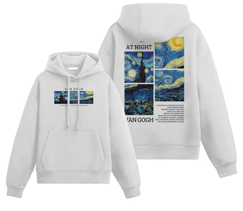 Van Gogh Starry Night Art Print Hoodie, Pullover Sweatshirt with Front Pocket