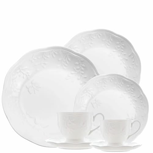 Aparelho de Jantar e Chá 42pçs Porcelana New Bone Butterfly Flower