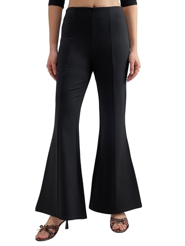 Image of Tokyo Talkies Women's Stretchable Bootcut Pants | High Rise Flared Trousers |Travel & Formal Wear|Workwear Trousers