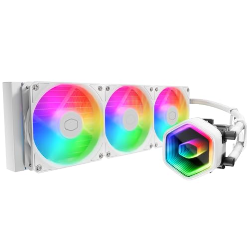 Image of Cooler Master ML360 Core 2 ARGB CPU Liquid Cooler - White | Support LGA1851, LGA1700, AM5, AM4 Socket | New Dual Chamber Pump | 360mm AIO | Performance Fans | Copper Base | New Mirror Design