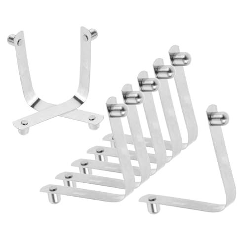 Operitacx 8個不錆ステンレス製型プールクリップ 耐久性ロッキング機能付き 多用途プール清掃用ポールアクセサリー スキマーフック ブラシ リ