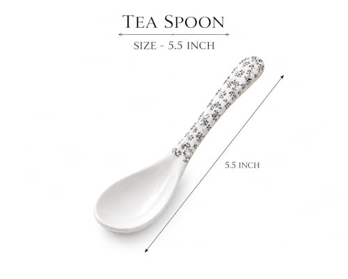 Image of Melvio By Malti 6 Pcs Tea Spoon Set for Dining & Dessert | Premium Melamine Spoons with Elegant Design | Microwave & Dishwasher Safe Spoons for Tea, Coffee, Ice Cream, Dessert | White, 5.5 Inch