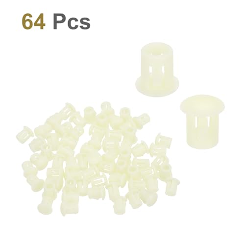 Image of MECCANIXITY 64PCS 5mm(3 /16 inch) Cream White Plastic Hole Plugs, Flush Type Panel Hole Plugs Insert End Caps for Locking Hole Tubes Furniture Cabinet