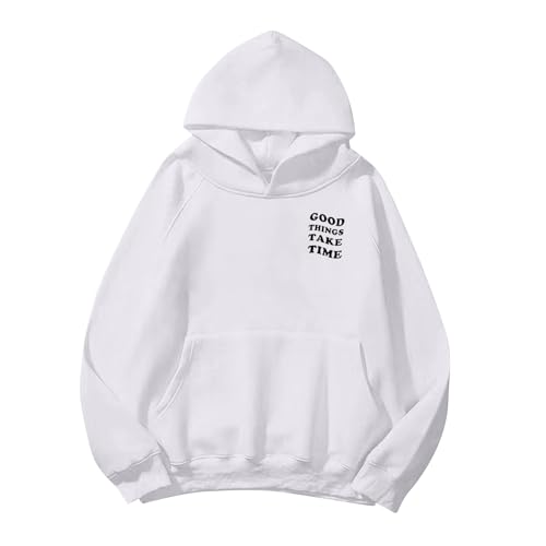 Sweat à capuche pour hommes imprimé blanc pull streetwear ample et confortable L - 5