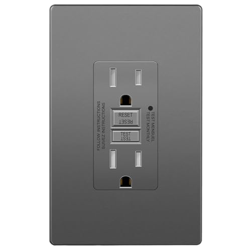 Image of LIDER GFCI Outlet 15Amp, GFCI Receptacle, Self-Test, ETL Listed, Space Gray