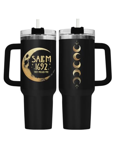 34HD Salem Witch Spooky Festive 40 oz Tumbler with Handle, Halloween Mug