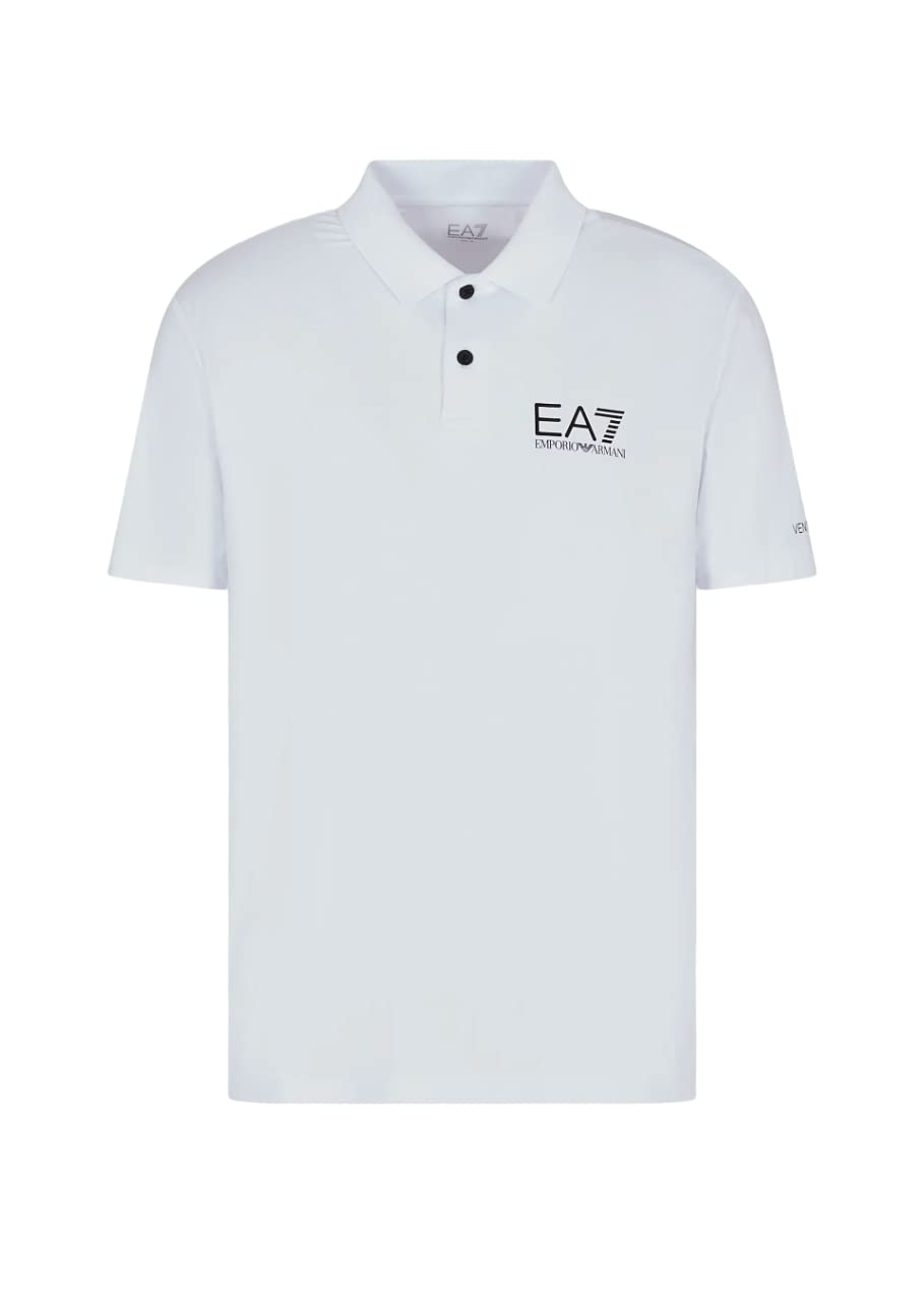 Emporio Armani EA7 Men's Tennis PRO Polo Shirt in Technical Fabric VENTUS7-8NPF23 (3XL, White), White