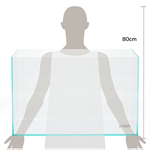 Image of LANDEN 90P 55 Gallon Rimless Low Iron Aquarium Tank,W35.4xD19.7xH19.7 in(90x50x50cm) 10mm Thickness with Black Nano Foam Leveling mat Included