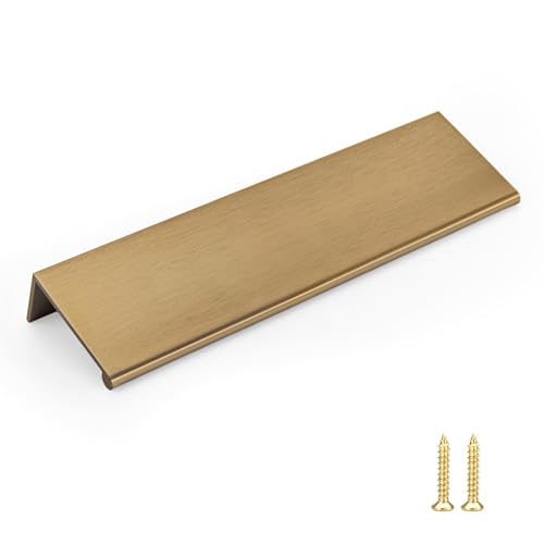Goldenwarm 10 Pack Champagne Bronze Cabinet Pulls - 5-1/16 in Gold Finger Pulls Brushed Bronze Edge Pulls for Kitchen