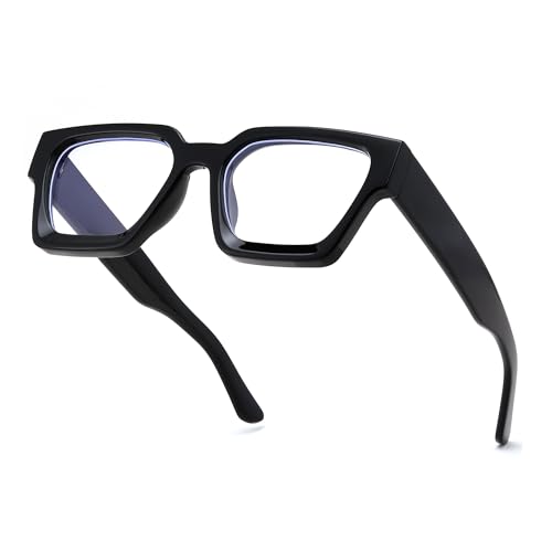 Image of FEISEDY Retro Blue Light Blocking Glasses for Women Men 90s Classic Rectangle Frame Thick Chic Computer Eyeglasses B2383R