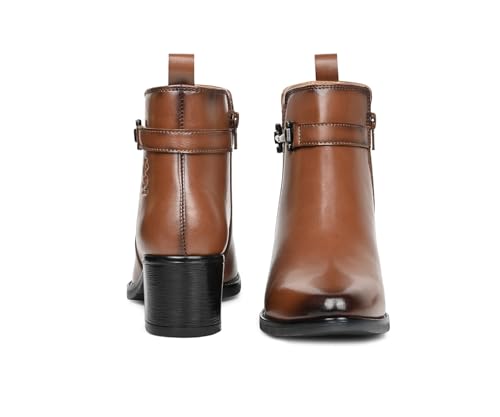 Image of LOUIS STITCH Women's Mid-Top Ankle Boots | Elegant Buckle Chelsea Boots with Zipper| Slip-On Boots for Women | Boot for Casual Outings| LSLD-CLBT