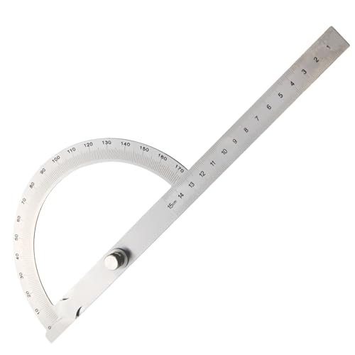 PRITOK Winkelmesser Metall 0-180° Gradmesser: 1 Stück Edelstahl Goniometer mit Metall-Feststellschraube, Präzisionsmessgerät für Anwendung im Handwerk (150 x 200 mm)