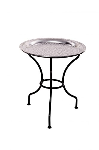 Marokkanischer mediterraner Tisch Beistelltisch Tabletttisch Amanalei - Silberfarbig, 40cm