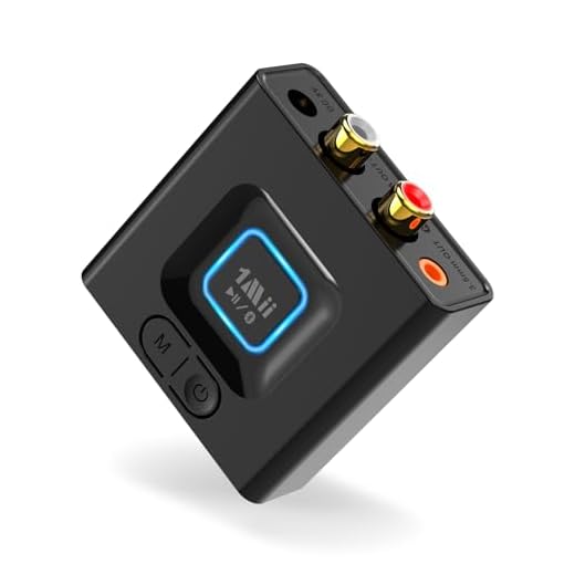 1Mii Bluetooth 5.1 Empfänger für Stereoanlage, HiFi Audio Adapter mit Bass-Boost, RCA & 3,5mm Klinke, 12 Std. Akku, Plug & Play für Lautsprecher & Verstärker - ML201