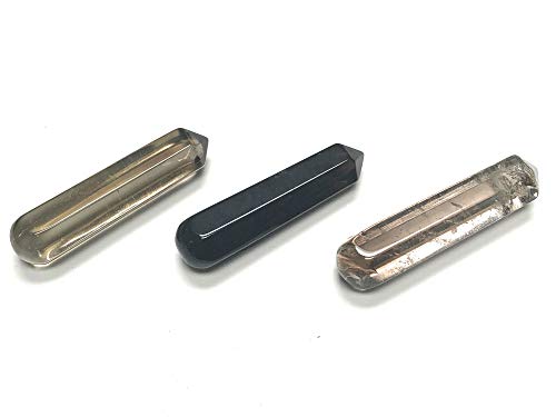 Zentron Crystal Collection: 60MM All Natural Gemstone Crystal 2"+ Wand and Velvet Pouch (Smoky Quartz)