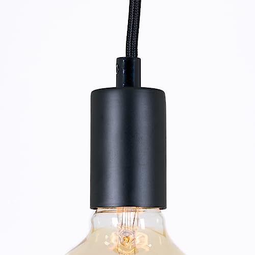 Lámpara de techo con cable textil E27 negro de 100cm para bombilla led 5