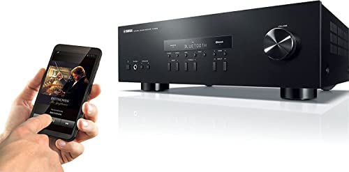 Yamaha Audio 2021 Yamaha R-S202 Stereo Receiver with Built-In Bluetooth Connectivity, Up to 100W Per Channel at 8 Ohms, 4 x RCA-In, 1 x RCA-Out, Front Panel 1/4'' Headphone Output (Black) (Renewed)