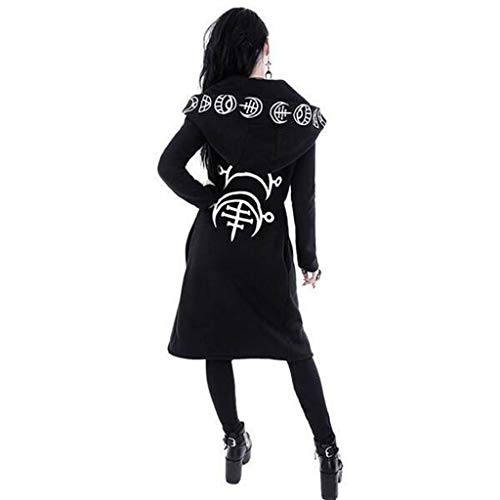 FRAUIT Damen Gothic T-Shirt Pullover Steampunk Schwarz Bluse Hoodie Sweatshirt Choker Top Kurzarm Shirt Kleid Moon Drucken Gothic Jacke Mantel Mode Oberteile Elegant Streetwear Festlich Kleidung