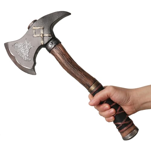 HOTTERCOS 14 Fake Foam Axe Viking Battle Axe Halloween Costume Prop for LARP Cospaly (Black)