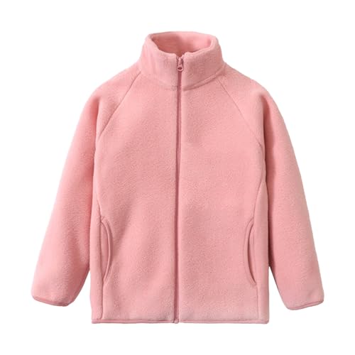 Fleece Zip Up Warm Coat for Youth Boys Long Sleeve Standing Collar Solid Color Jacket Kids Girls Trendy Relaxed Outwear
